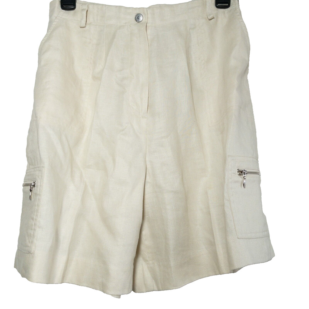 Lauren Ralph Lauren Vintage Ivory/Cream Pleated Linen Shorts Women’s 10P fits 6